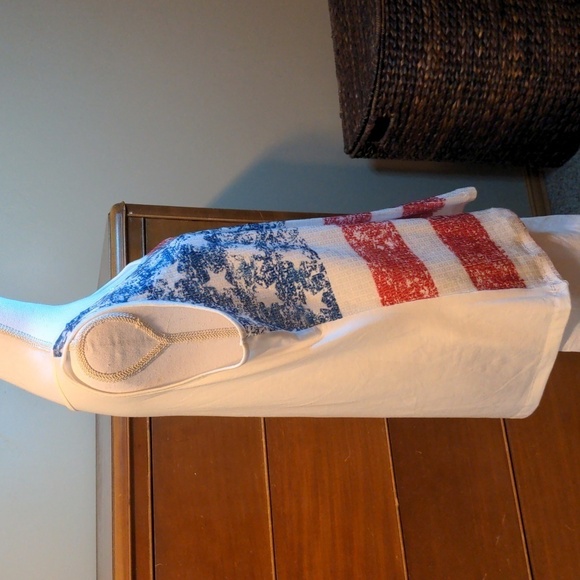 AMERICAN FLAG SEQUIN red white & blue festival tank 1X - Picture 5 of 13